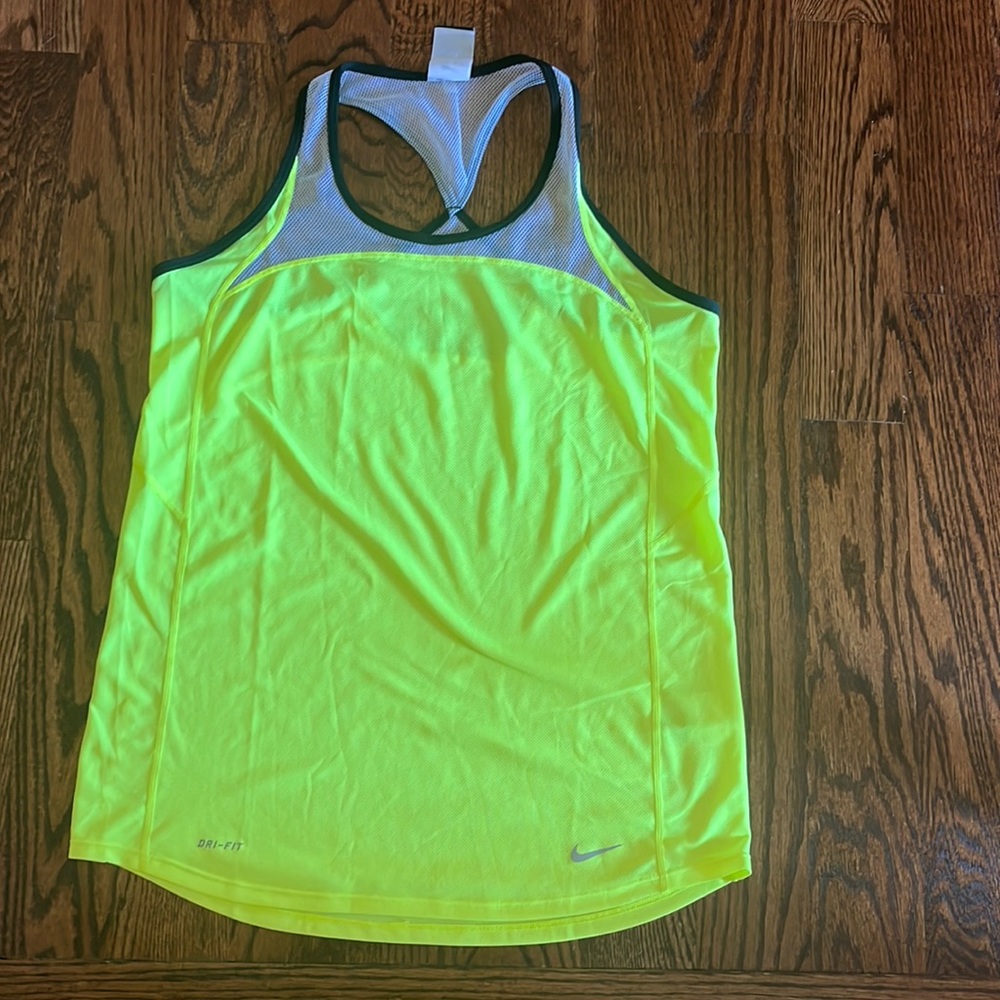 Neon green Nike dri-fit loose tank top
